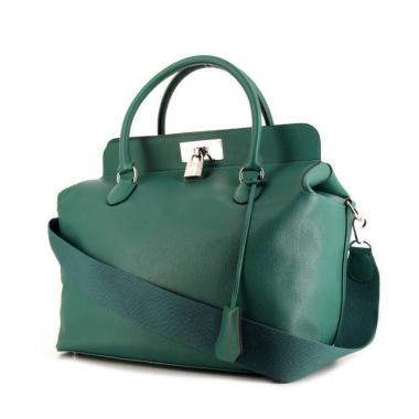 Sac 24 heures Hermès  Tool Box en cuir Evergrain Vert Veronese