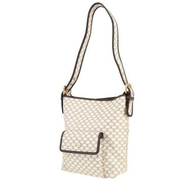 Sac bandoulière Celine  Vintage en toile Triomphe blanche et cuir marron
