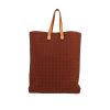 Hermès  Amedaba shopping bag  in burgundy canvas  and gold leather - 360 thumbnail