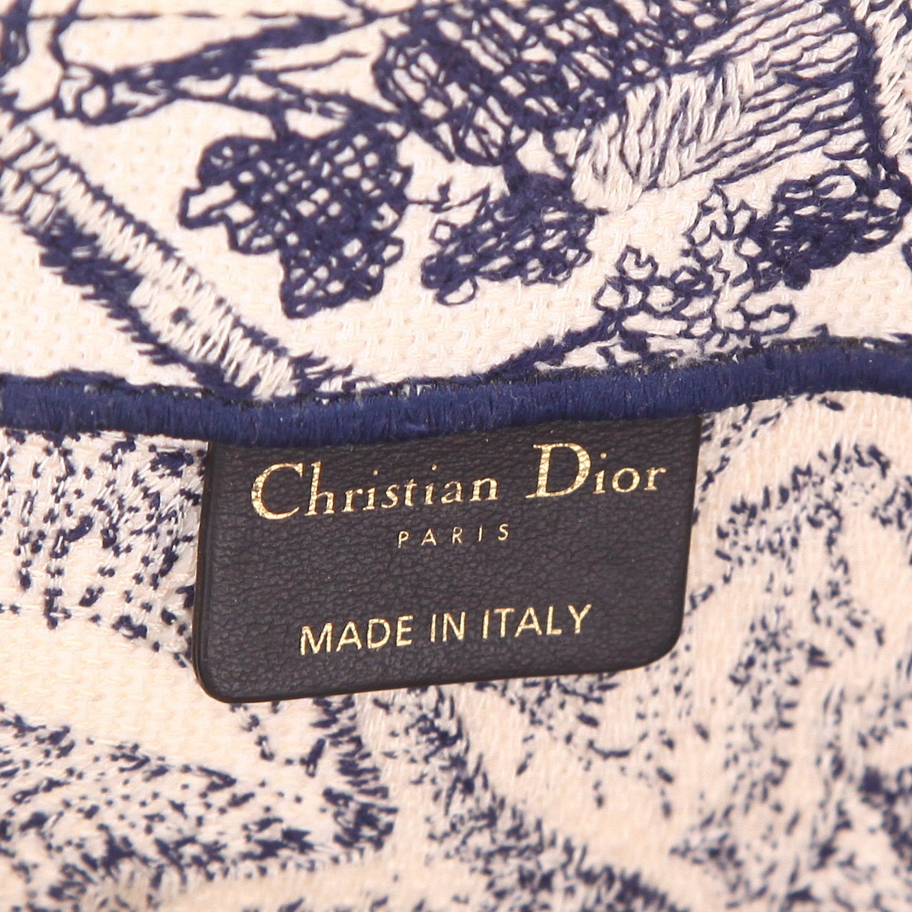 Sac cabas Dior  Book Tote en toile bleue et beige - Detail D6