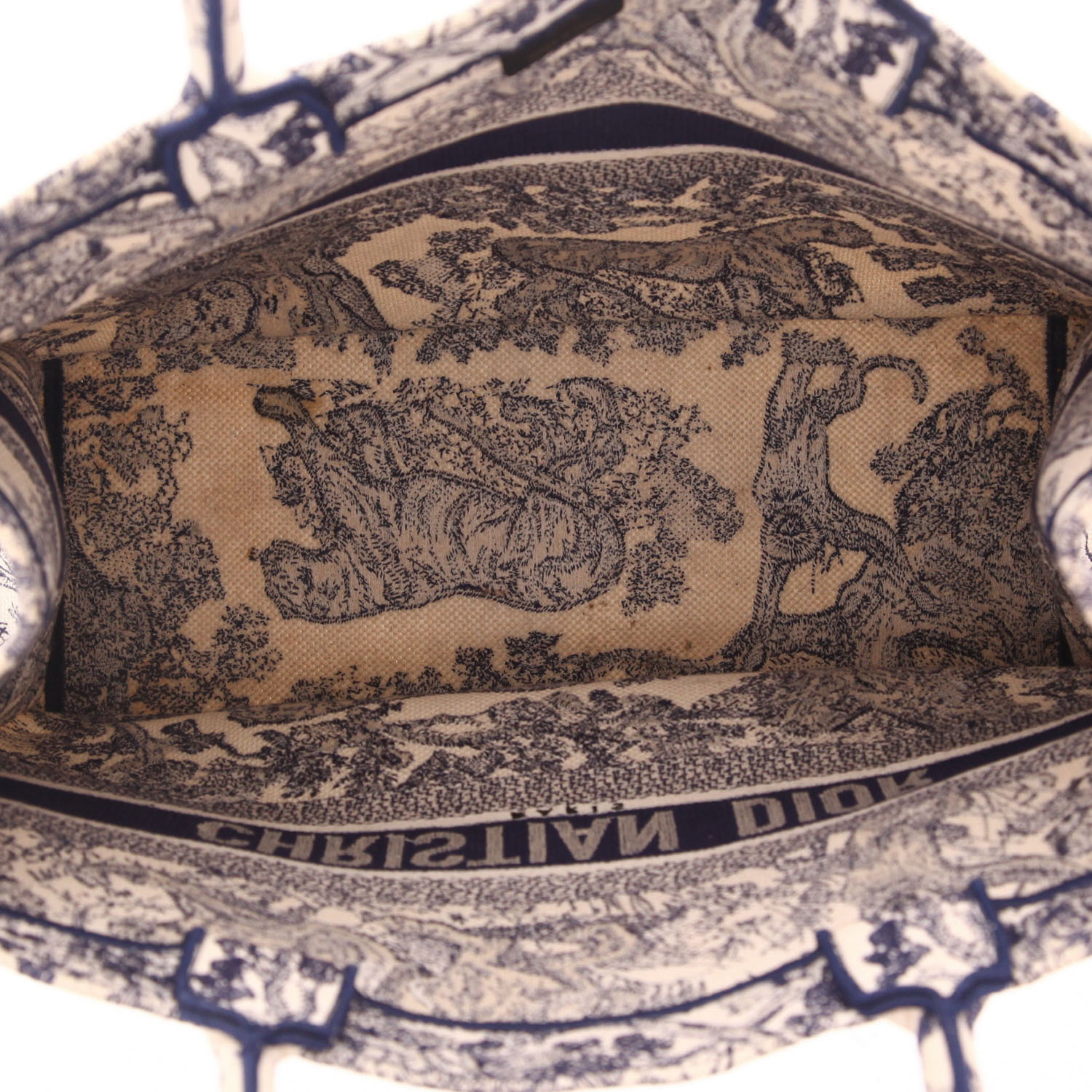Sac cabas Dior  Book Tote en toile bleue et beige - Detail D7