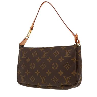 Bolso de mano Louis Vuitton  Pochette accessoires en lona Monogram marrón y cuero natural