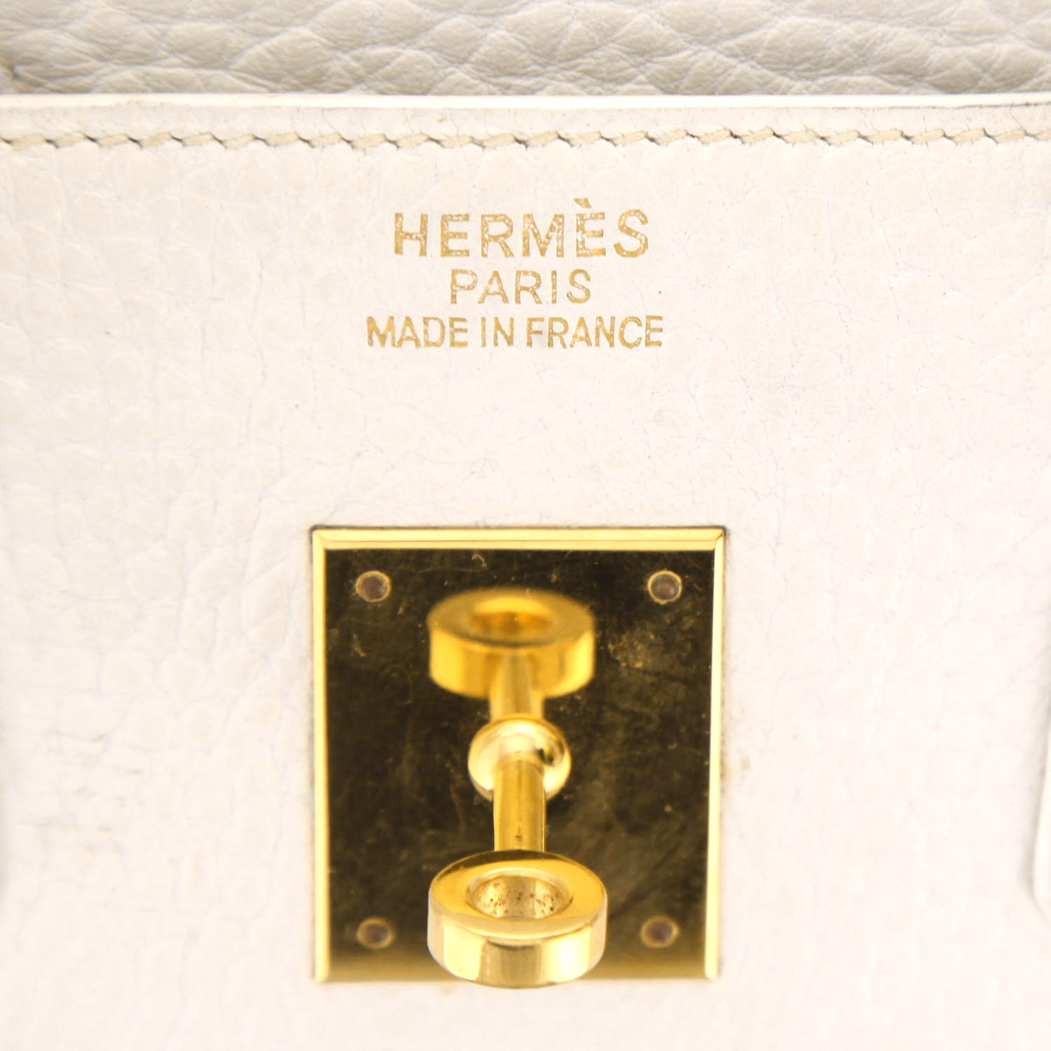 Bolso de mano Hermès  Birkin 35 cm en cuero togo blanco - Detail D2