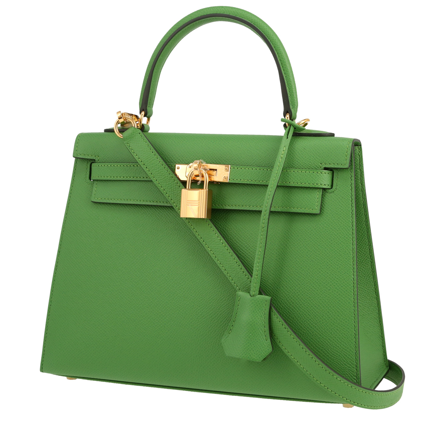 Kelly 25 cm Handbag In Vert Yuka Epsom Leather