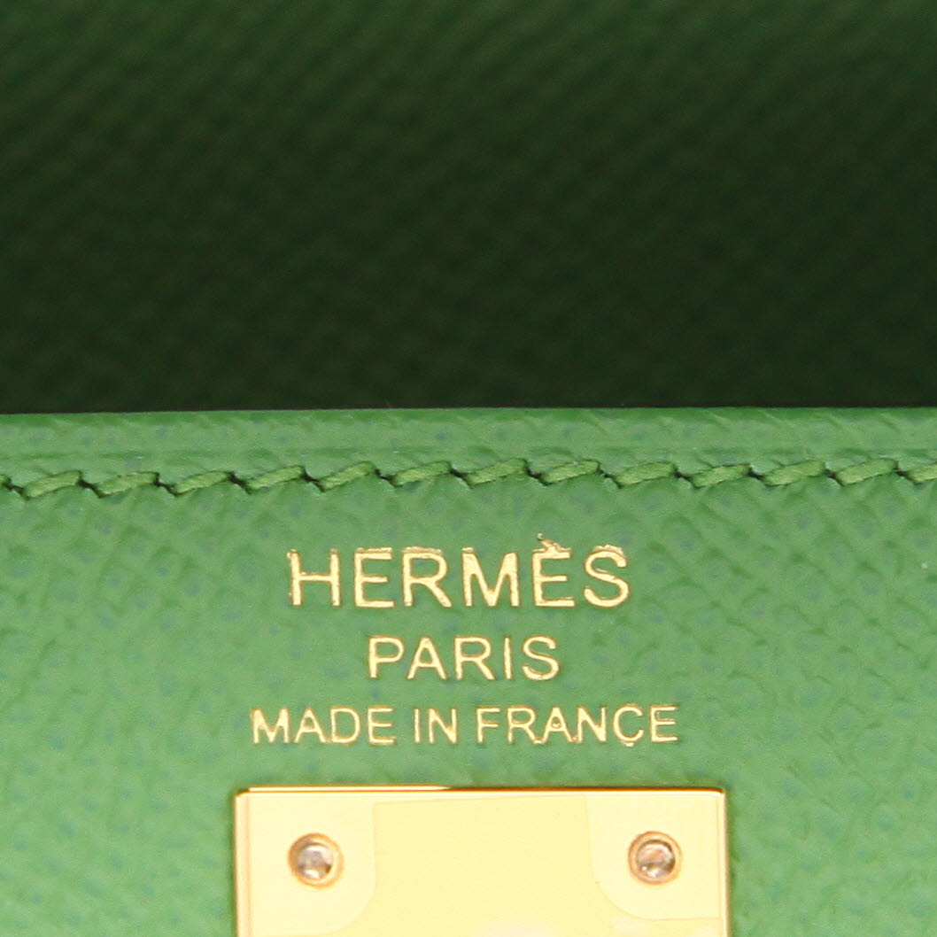 Hermès  Kelly 25 cm handbag  in Vert Yuka epsom leather - Detail D2