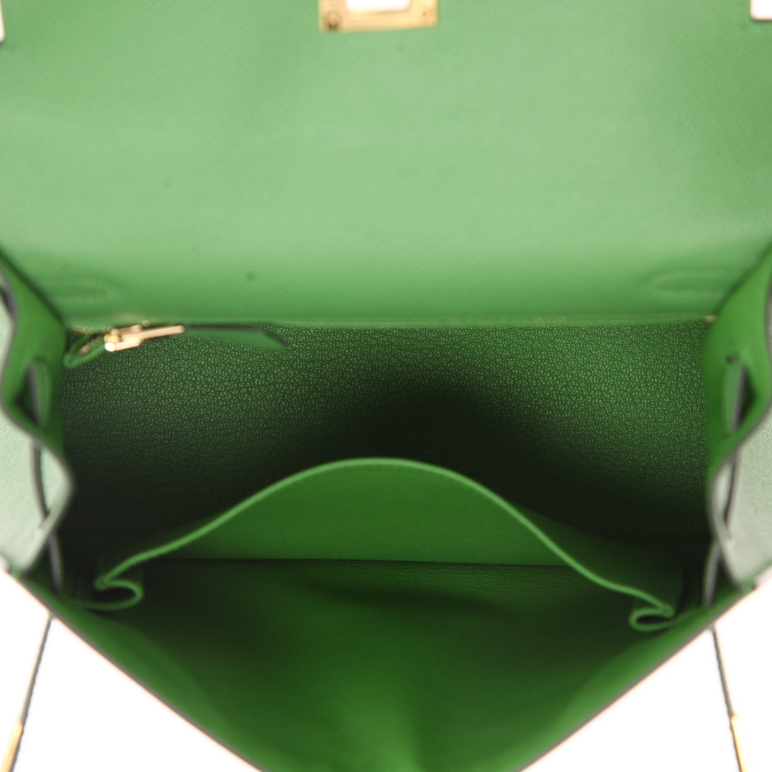 Bolso de mano Hermès  Kelly 25 cm en cuero epsom Vert Yuka - Detail D3