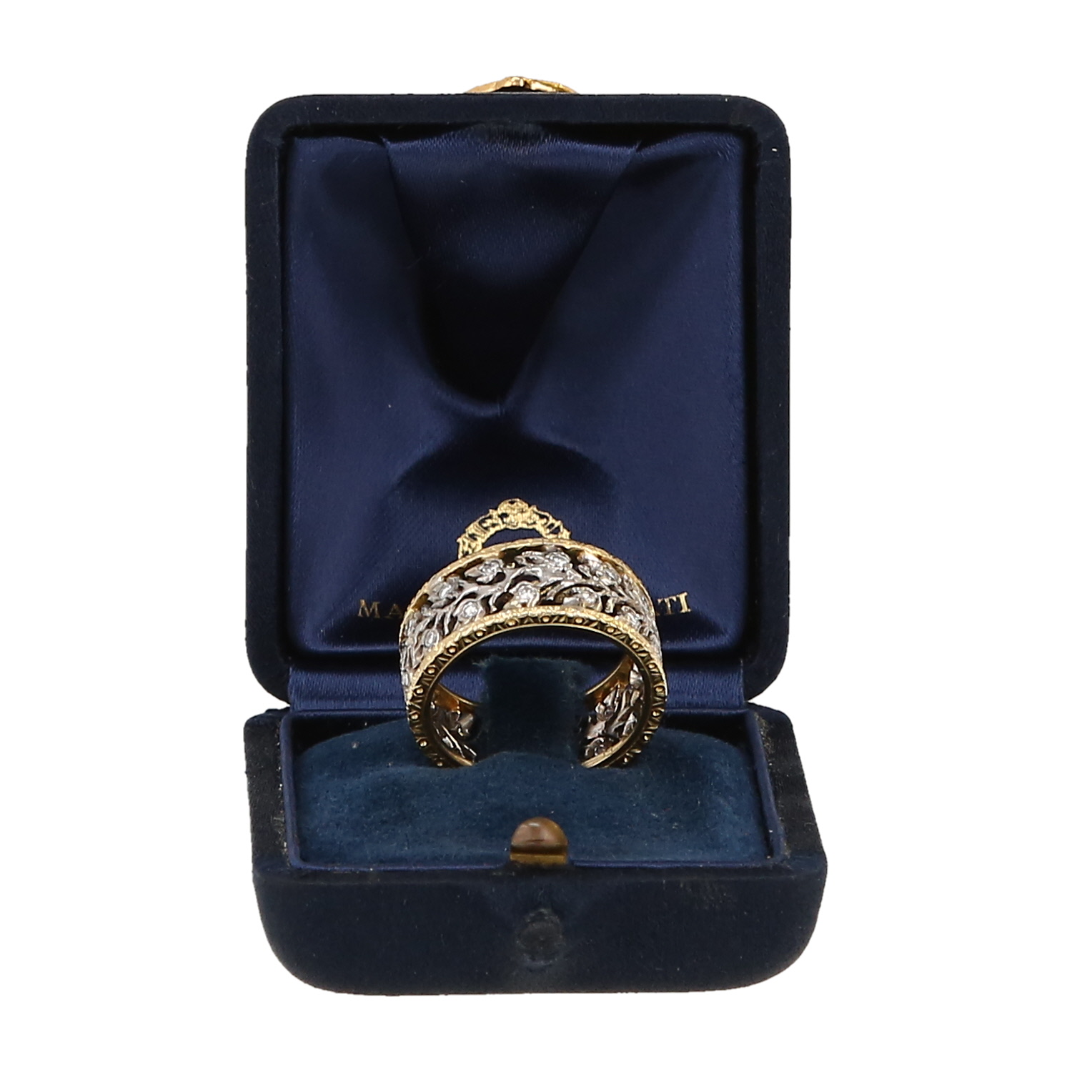 Bague Buccellati Eternelle Ramage en or jaune, or blanc et diamants - Detail D2