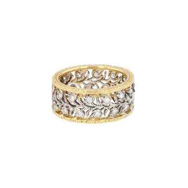 Anello Buccellati Eternelle Ramage in oro giallo, oro bianco e diamanti