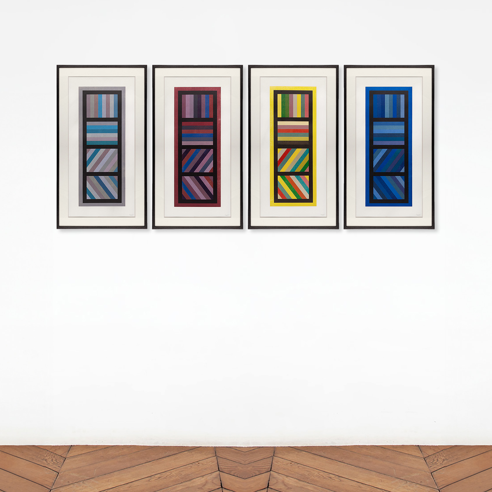 Sol Lewitt (1928-2007), Bands of Color in Four Directions (Vertical) - 1995 - Detail D7