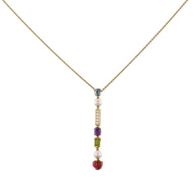 Collar articulado Bulgari Allegra en oro amarillo,  diamantes y piedras de colores y en perlas blancas
