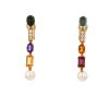 Articulated Bulgari Allegra pendants earrings in yellow gold,  diamonds and colored stones - 360 thumbnail