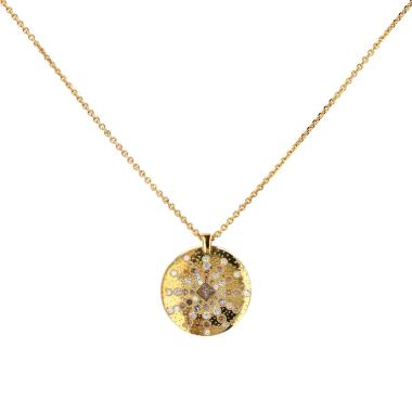 Pendentif De Beers Talisman en or jaune, diamants et diamant brut