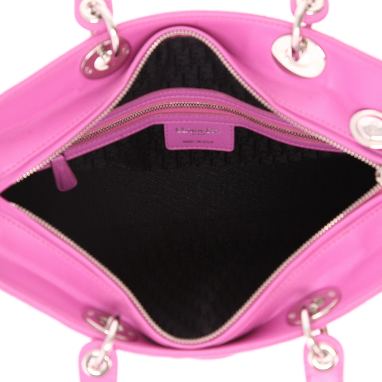 Bolso de mano Dior  Lady Dior modelo grande  en cuero cannage rosa - Detail D3