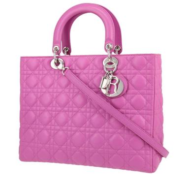 Dior Lady Dior large handbag in pink cannage leather