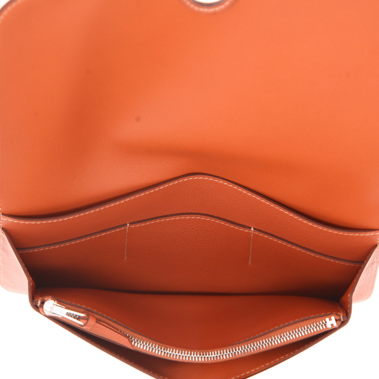 Portefeuille Hermès  Dogon en cuir taurillon clémence orange - Detail D3