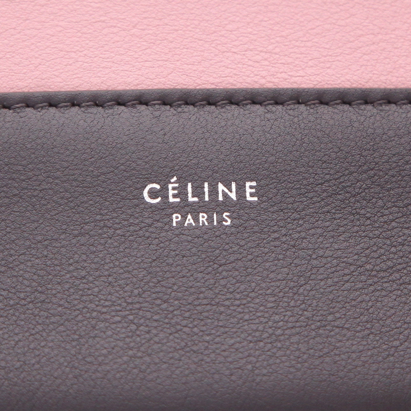 Bolso de mano Celine  Frame en cuero rosa y gris - Detail D2