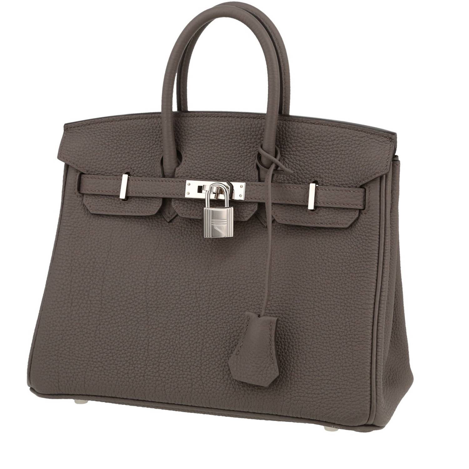 Borsa Hermès  Birkin 25 cm in pelle togo grigia stagna - 00pp