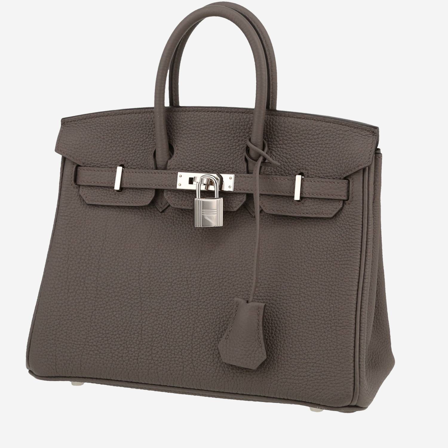 Bolso de mano Hermès  Birkin 25 cm en cuero togo gris estaño