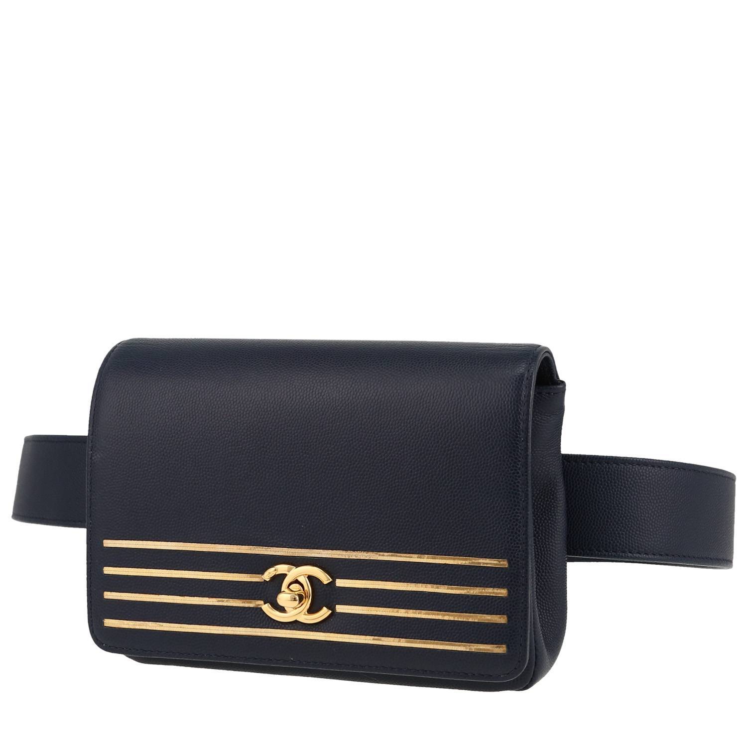 Chanel clutch-belt in dark blue leather