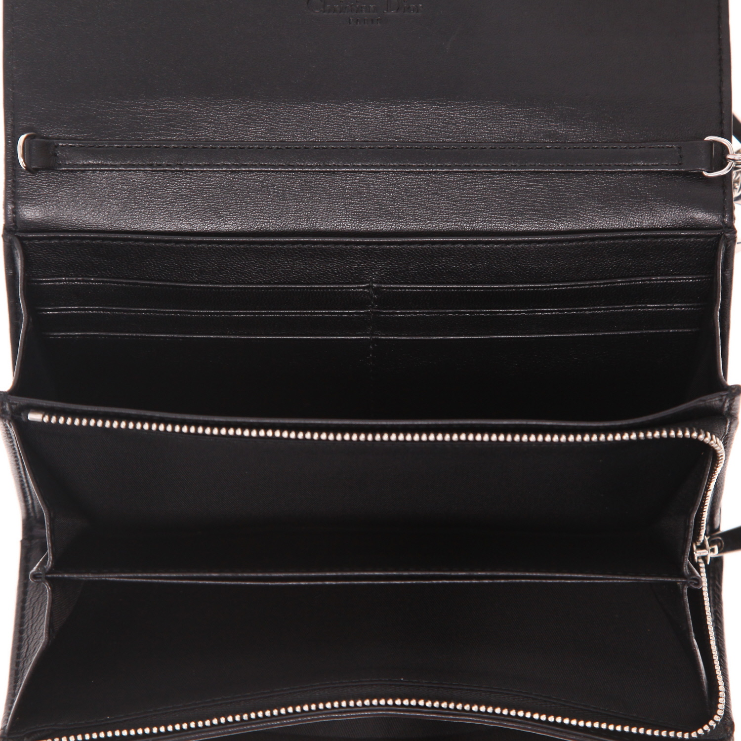 Bolso de mano Dior  Wallet on Chain en cuero cannage negro - Detail D3