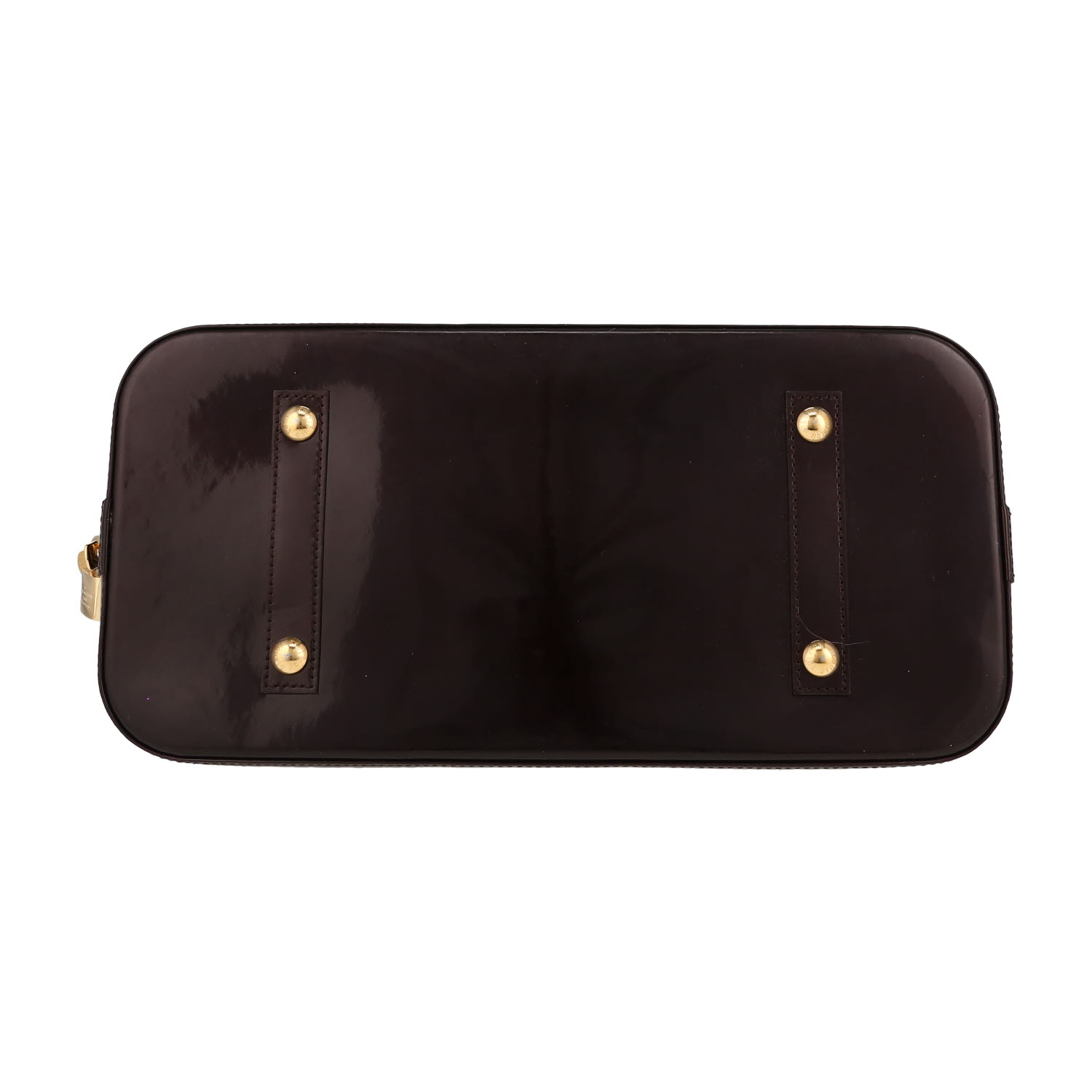 Bolso de mano Louis Vuitton  Alma en charol Monogram color berenjena - Detail D1