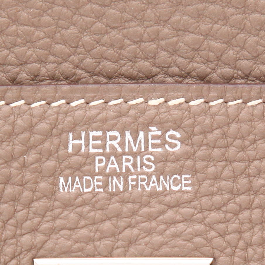 Bolso de mano Hermès  Birkin 40 cm en cuero togo marrón etoupe - Detail D2