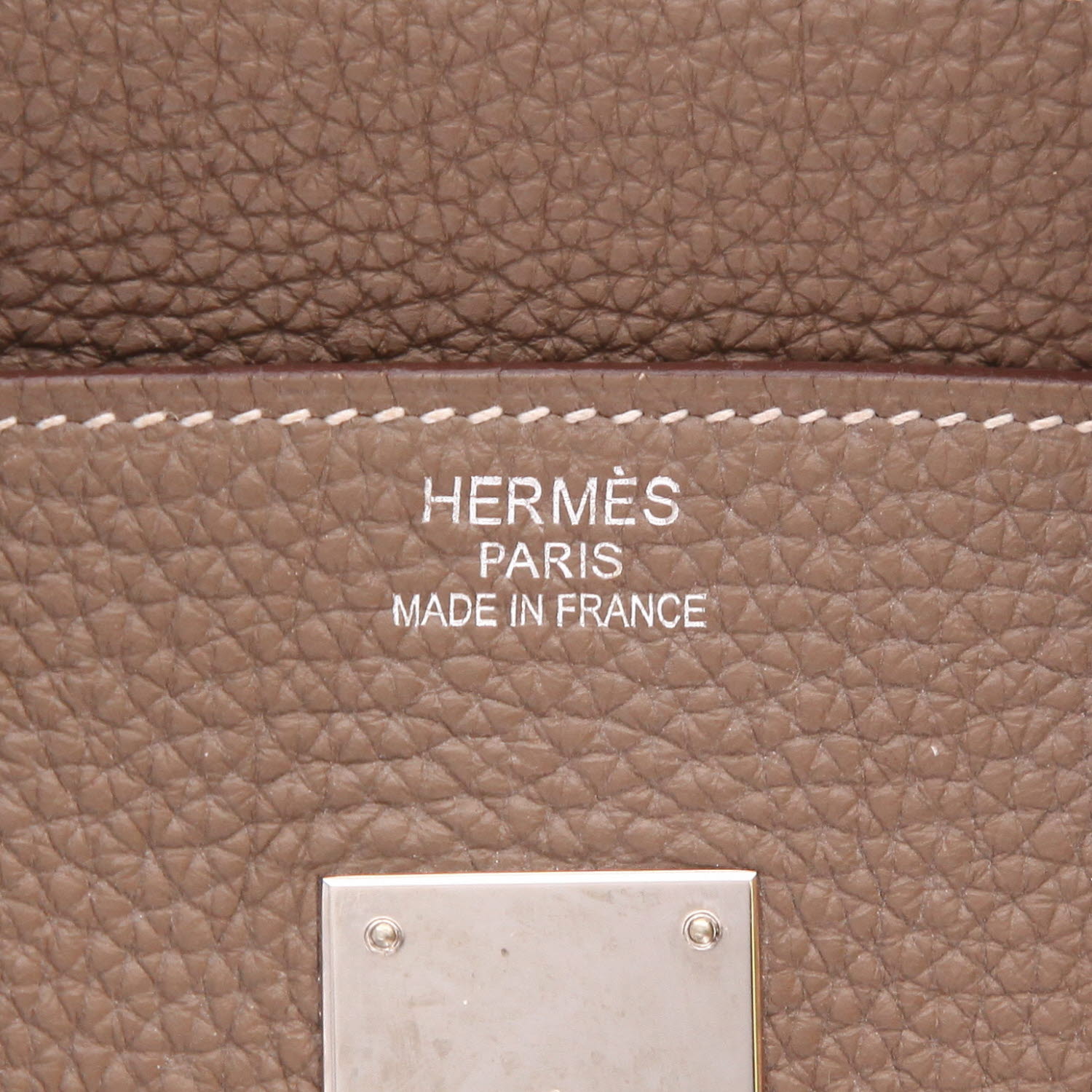 Bolso de mano Hermès  Birkin 35 cm en cuero togo marrón etoupe - Detail D2