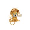 Broche Van Cleef & Arpels Lion Ebouriffé petit modèle en or jaune, diamants et émeraude - 360 thumbnail