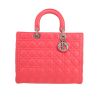 Dior  Lady Dior large model  handbag  in pink leather cannage - 360 thumbnail