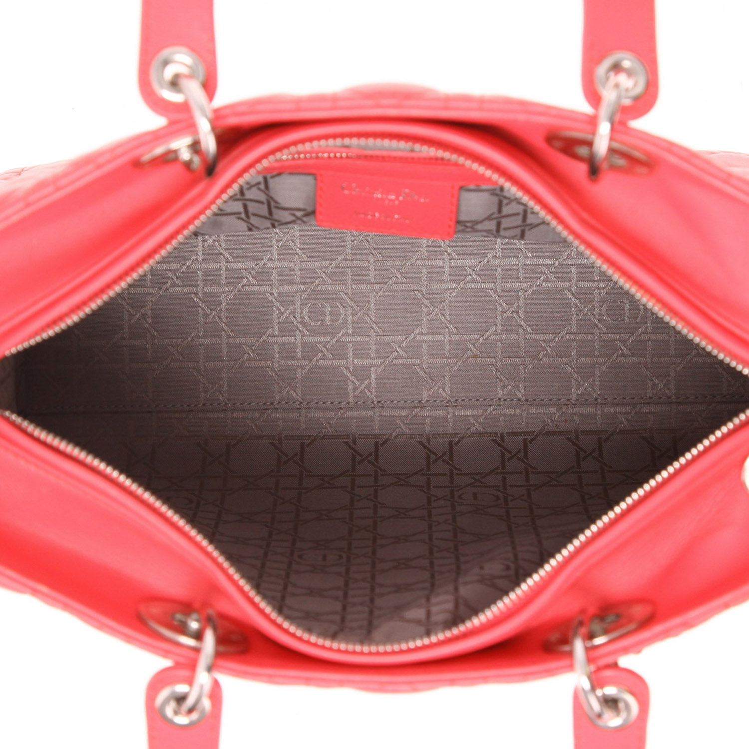 Dior  Lady Dior large model  handbag  in pink leather cannage - Detail D3