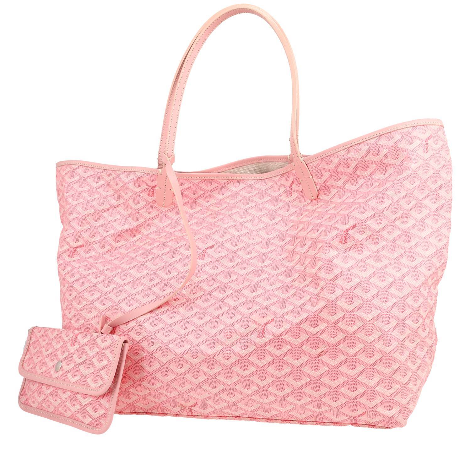 Shopping bag Goyard  Saint-Louis modello grande  in tela Goyardine rosa e pelle rosa