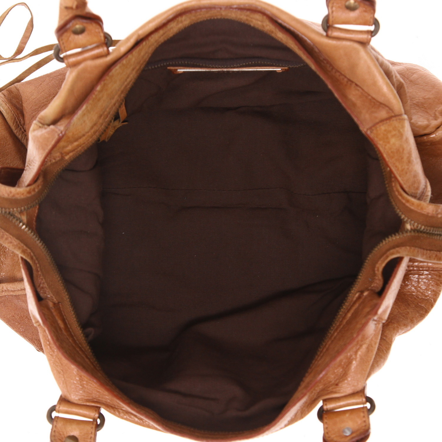 Balenciaga  City handbag  in brown burnished leather - Detail D3