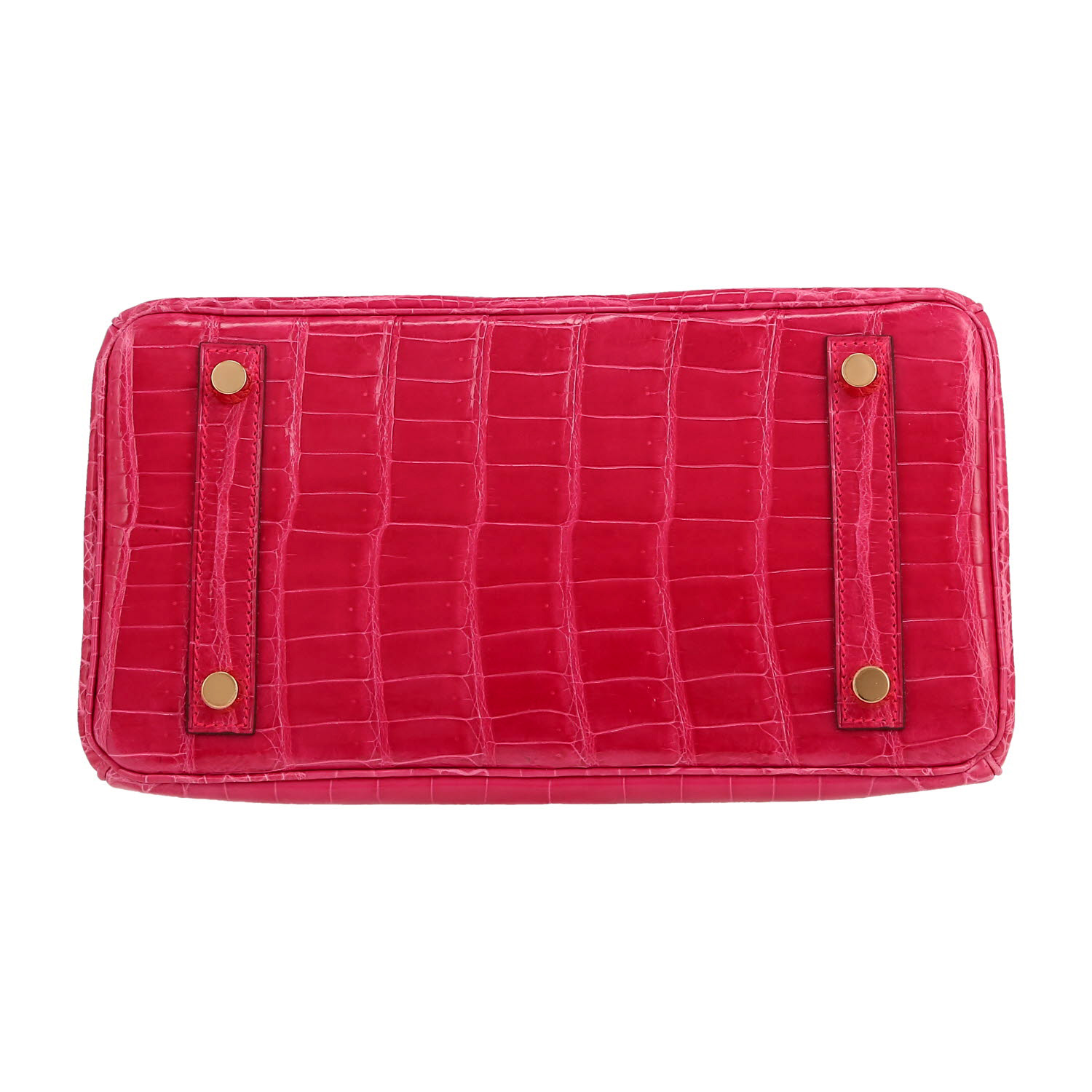 Sac à main Hermès  Birkin 25 cm en crocodile niloticus Rose extrême - Detail D1