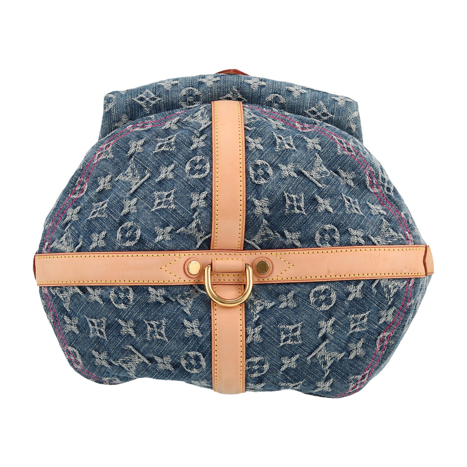 Louis Vuitton  Sunburst bag  in blue and white monogram canvas  and brown natural leather - Detail D1