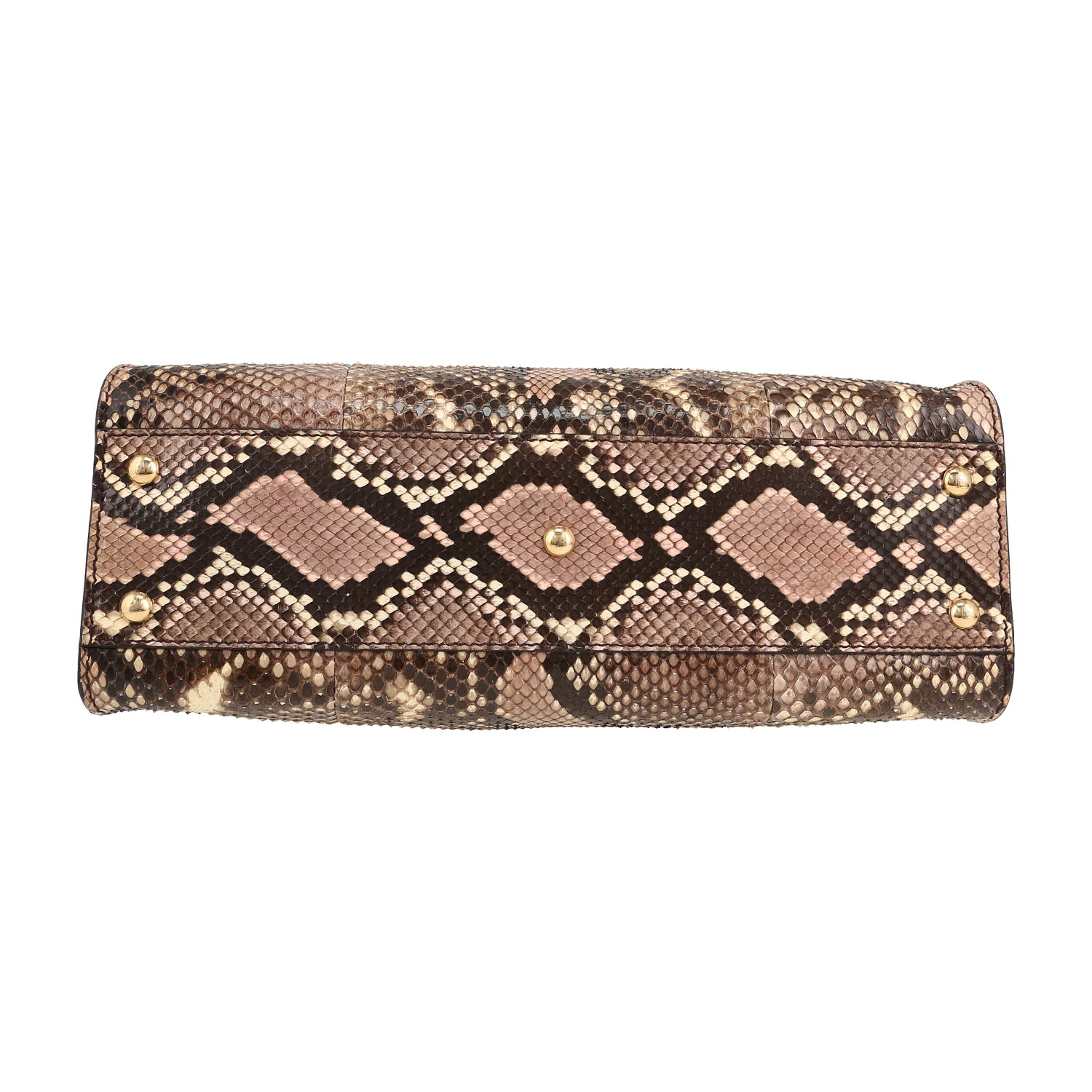 Bolso de mano Fendi  Peekaboo en piel de pitón beige - Detail D1