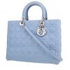 Lady Dior large model  handbag  in light blue leather cannage - 00pp thumbnail