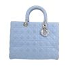 Dior  Lady Dior large model  handbag  in light blue leather cannage - 360 thumbnail