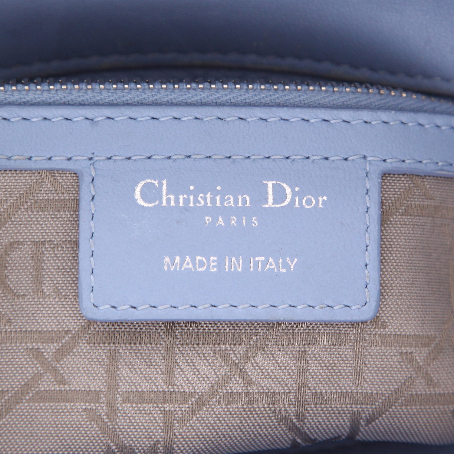 Lady Dior large model  handbag  in light blue leather cannage - Detail D2
