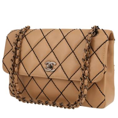 Sac à main Chanel   en cuir matelassé beige
