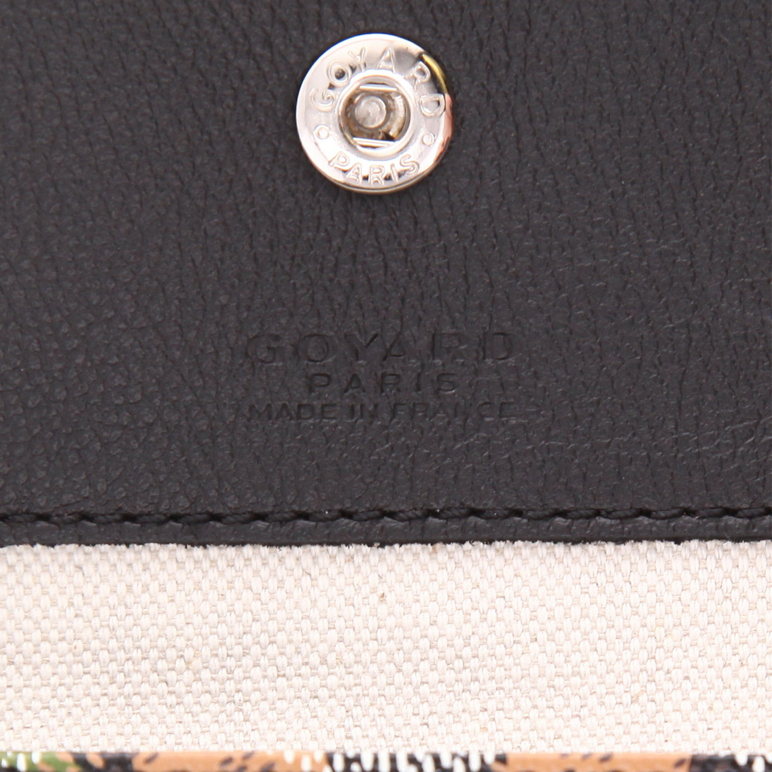 Sac cabas Goyard   en toile Goyardine noire et marron et cuir noir - Detail D2