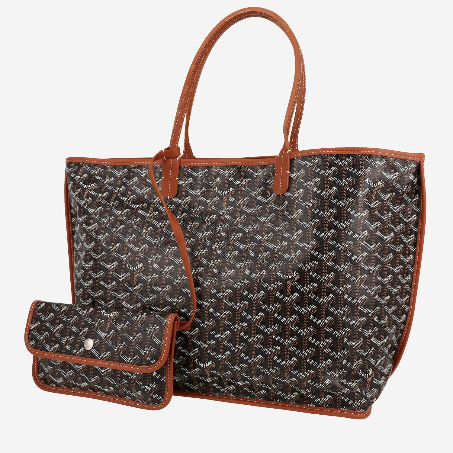 Shopping bag Goyard  Anjou in tela Goyardine nera e pelle marrone