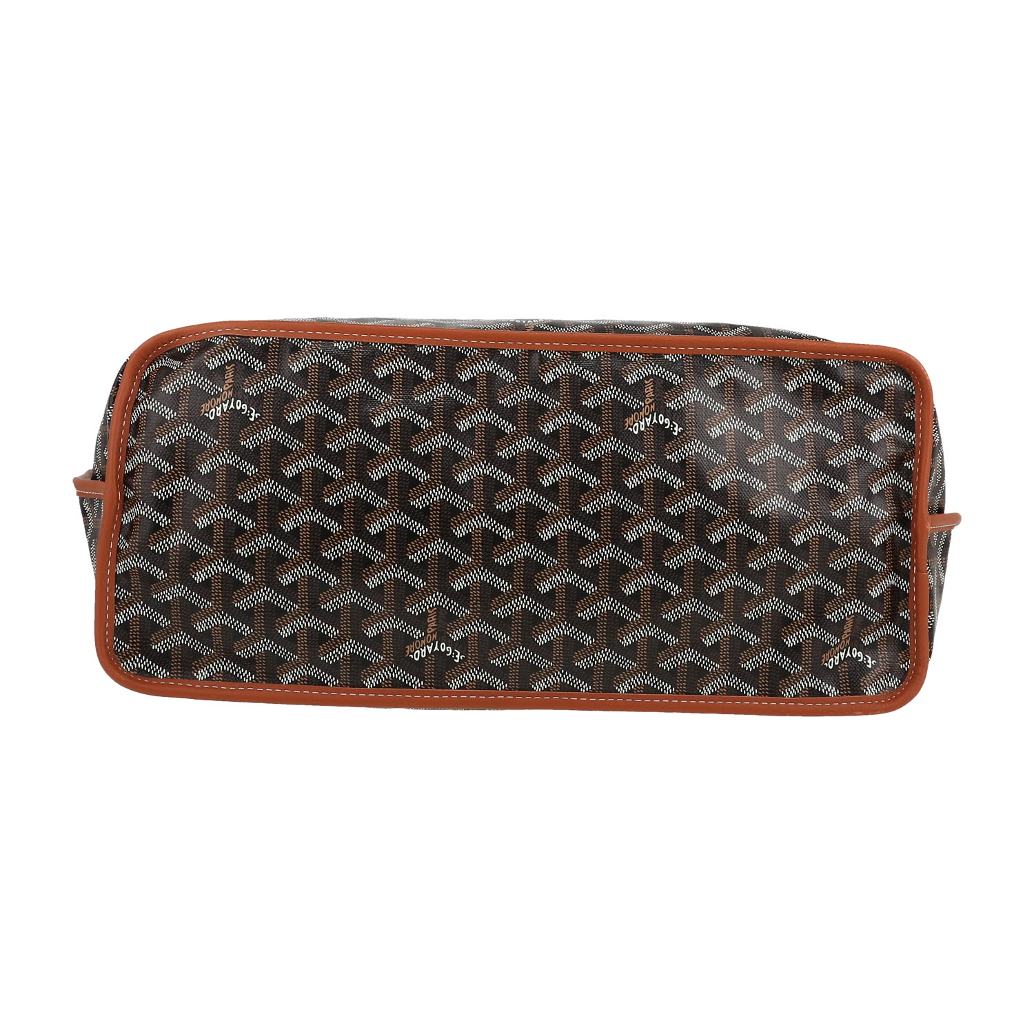 Shopping bag Goyard  Anjou in tela Goyardine nera e pelle marrone - Detail D1