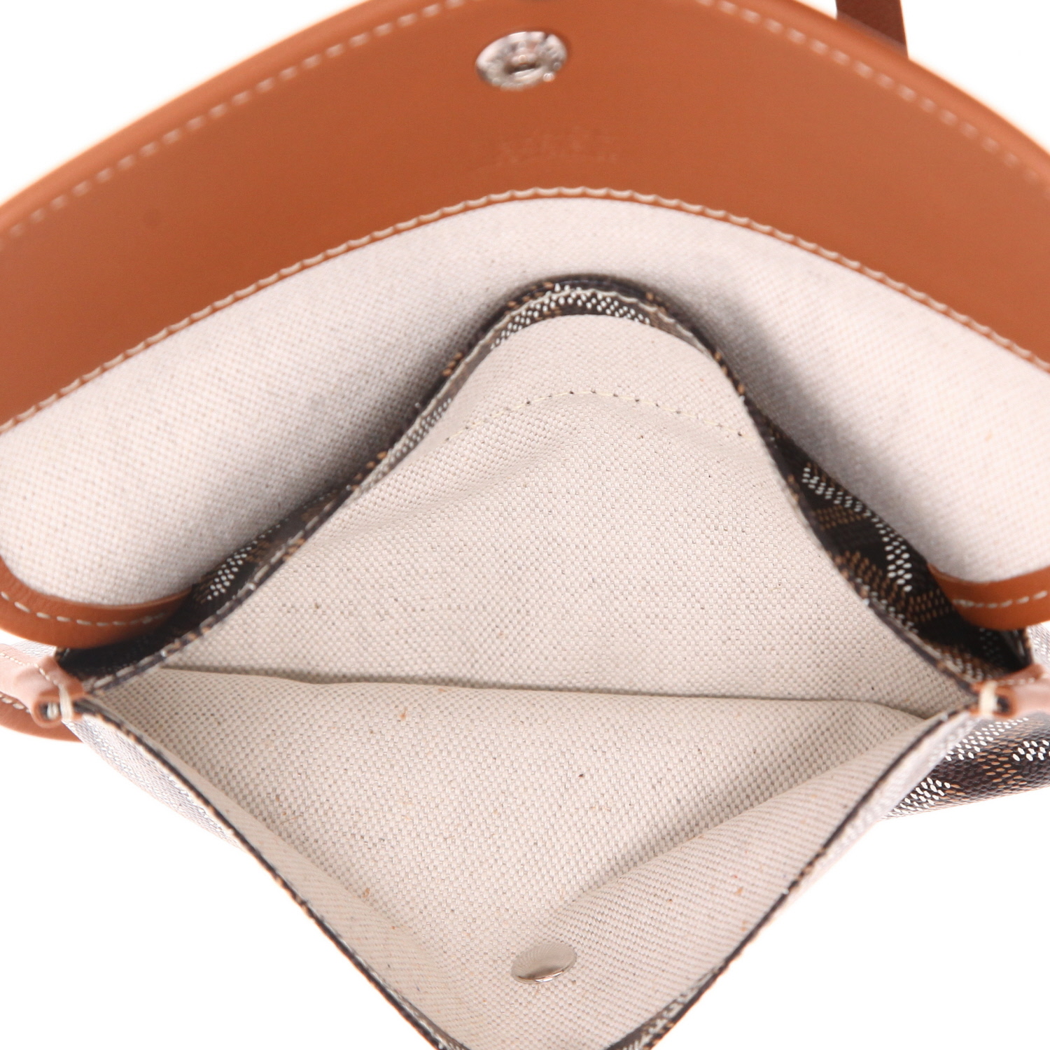 Shopping bag Goyard  Anjou in tela Goyardine nera e pelle marrone - Detail D4