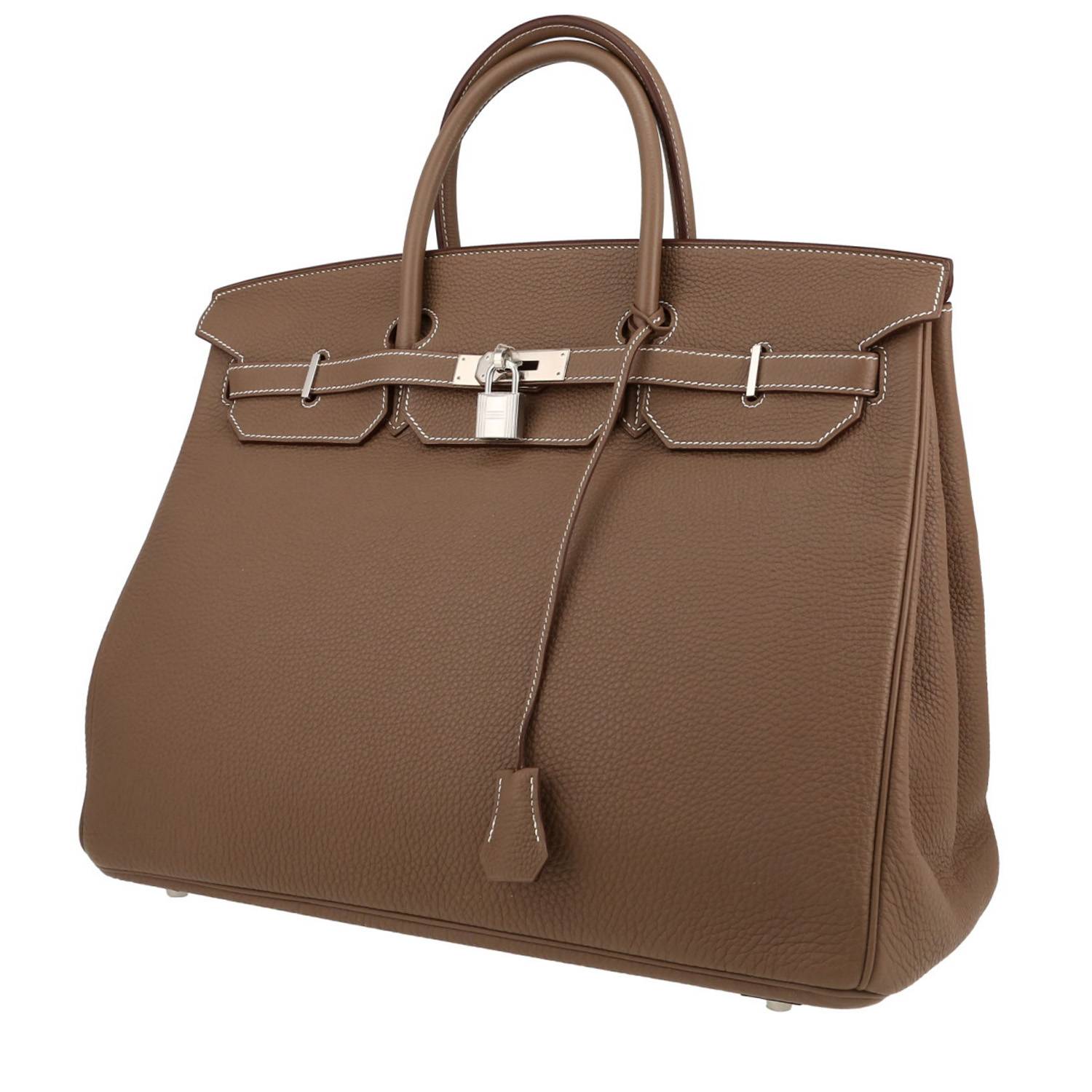Birkin 40 cm Handbag In Etoupe Togo Leather