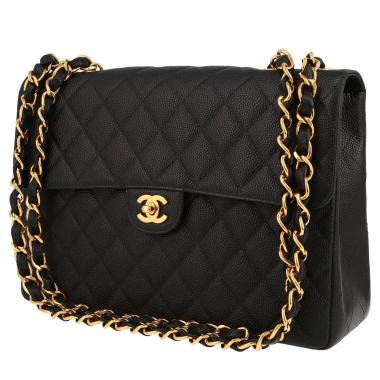 Borsa Chanel  Timeless Jumbo in pelle martellata e trapuntata nera