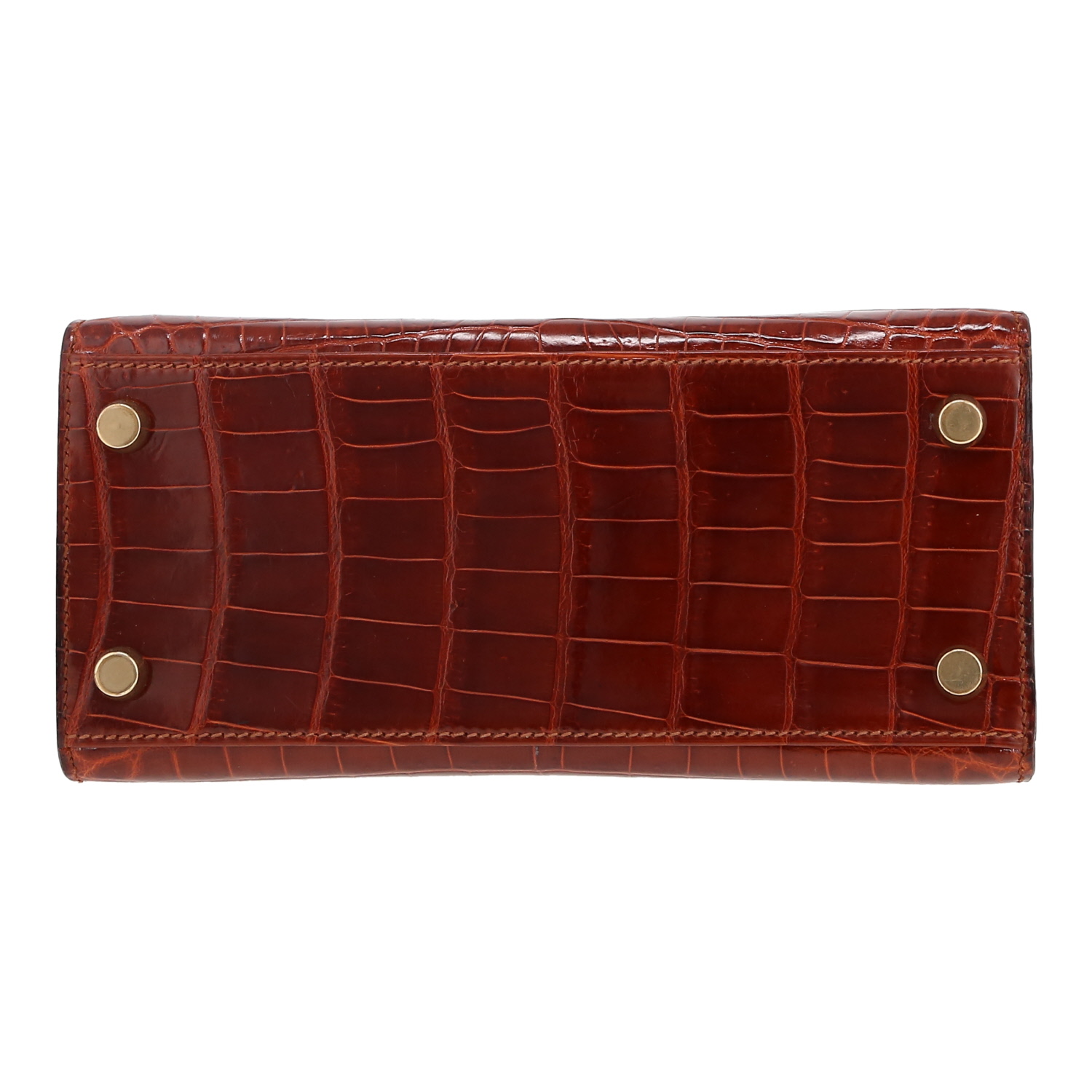 Bolso de mano Hermès  Kelly 20 cm en cocodrilo niloticus marrón - Detail D1
