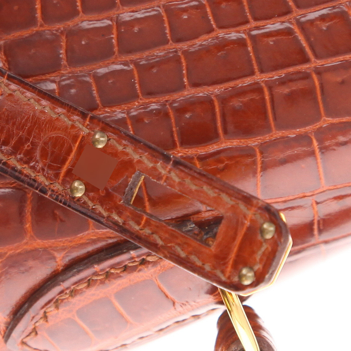 Bolso de mano Hermès  Kelly 20 cm en cocodrilo niloticus marrón - Detail D4