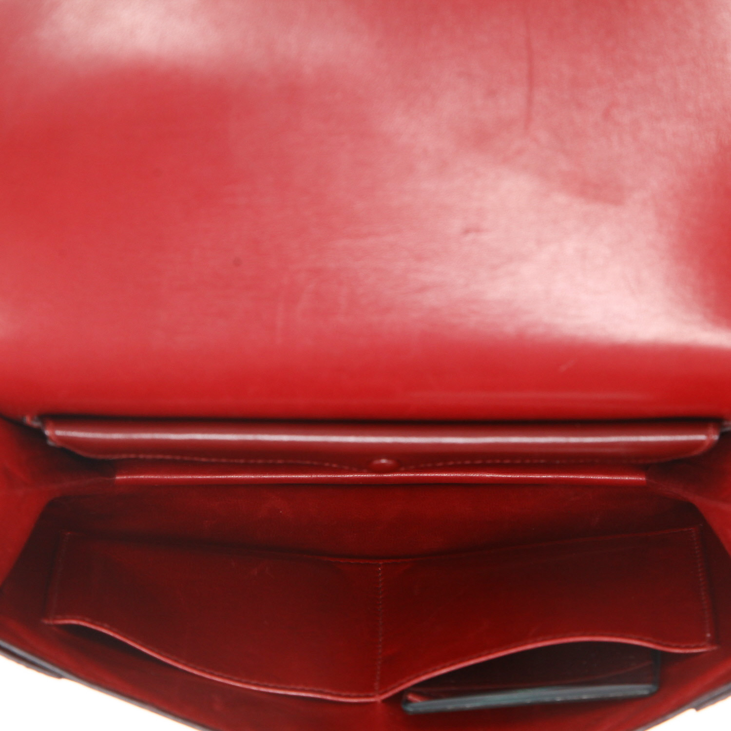 Pochette Hermès  Faco en cuir box tricolore, bordeaux, bleu-marine et vert - Detail D3