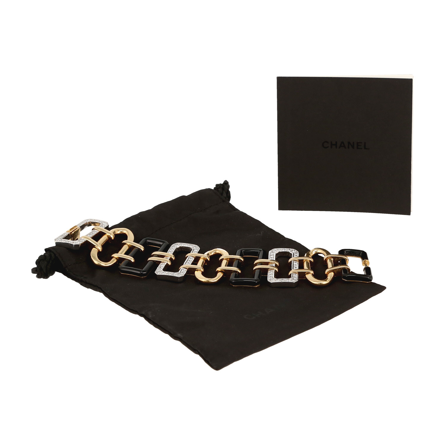 Bracciale Chanel Première in oro giallo, onice e diamanti