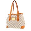 Shopping bag Louis Vuitton  Hampstead in tela a scacchi azzurro e pelle naturale - 00pp thumbnail